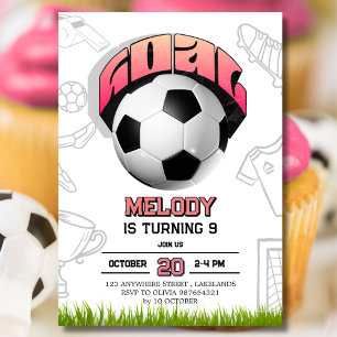 Invitation d'anniversaire fille rose ballon de foo
