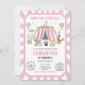 Invitation d'anniversaire fille rose Carnaval du c (Devant)