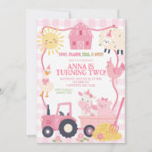 Invitation d'anniversaire Fille Rose Mignonne Anim (Devant)