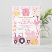 Invitation d'anniversaire Fille Rose Mignonne Anim (Debout devant)
