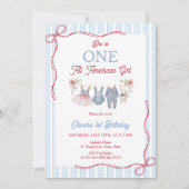 Invitation d'anniversaire fille Rouge Blanc Bleu P (Devant)