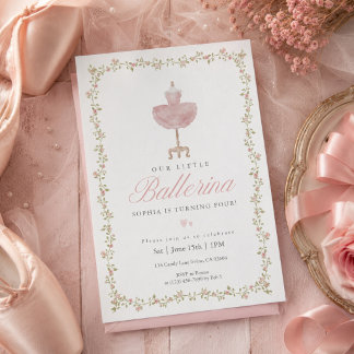 Invitation d'anniversaire Fille Ruban Ballerine Co