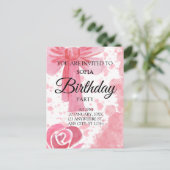 Invitation d'anniversaire Fille Ruban Rose (Debout devant)