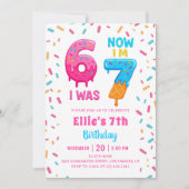 Invitation d'anniversaire fille six sept Donut Gla (Devant)