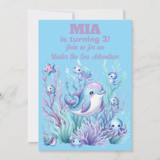 Invitation d'anniversaire fille sous la mer -Modif (Devant)