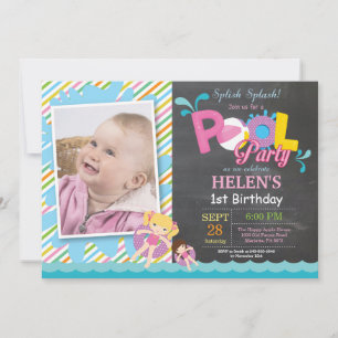 Invitation d'anniversaire Fille Splash Fête de Pis