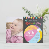 Invitation d'anniversaire Fille Splash Splash à la (Debout devant)