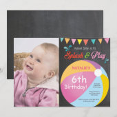 Invitation d'anniversaire Fille Splash Splash à la (Devant / Derrière)