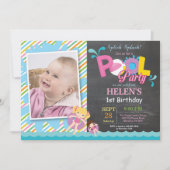 Invitation d'anniversaire Fille Splash Splash à la (Devant)