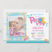 Invitation d'anniversaire Fille Splash Splash à la (Devant)