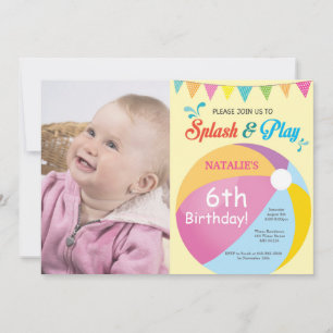 Invitation d'anniversaire Fille Splash Splash à un