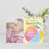 Invitation d'anniversaire Fille Splash Splash à un (Debout devant)