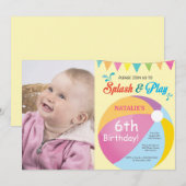 Invitation d'anniversaire Fille Splash Splash à un (Devant / Derrière)