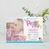 Invitation d'anniversaire Fille Splash Splash à un (Debout devant)