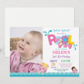 Invitation d'anniversaire Fille Splash Splash à un (Devant / Derrière)