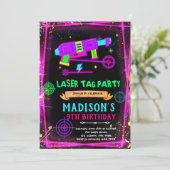 Invitation d'anniversaire fille tag laser Glow (Debout devant)