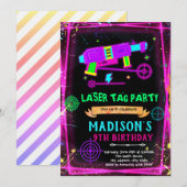 Invitation d'anniversaire fille tag laser Glow (Devant / Derrière)