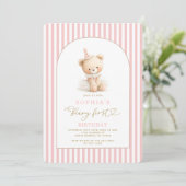 Invitation d'anniversaire fille vintage ours (Debout devant)