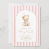 Invitation d'anniversaire fille vintage ours (Devant)