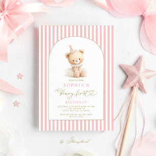 Invitation d'anniversaire fille vintage ours