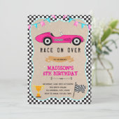 Invitation d'anniversaire fille voiture de course (Debout devant)