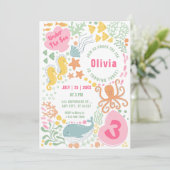 Invitation d'anniversaire filles Animaux de l'océa (Debout devant)