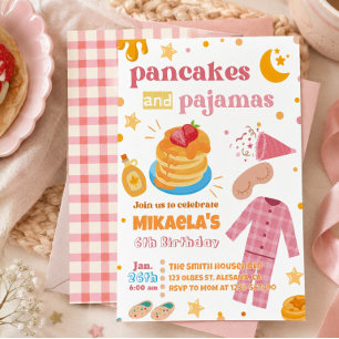 Invitation d'anniversaire Filles Crêpes et Pyjamas