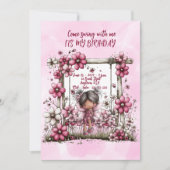 Invitation d'anniversaire Filles Venez vous balanc (Devant)