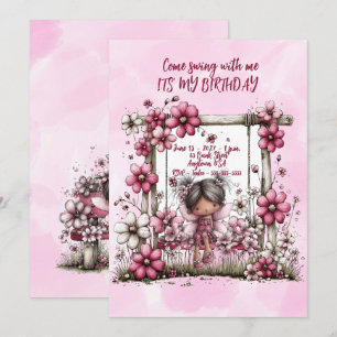 Invitation d'anniversaire Filles Venez vous balanc