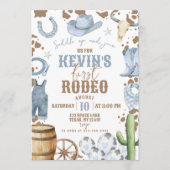 Invitation d'anniversaire First Rodeo Blue Cowboy (Devant)