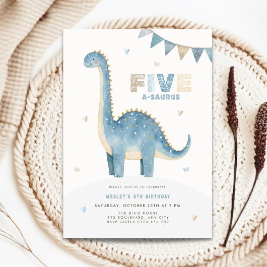 Invitation d'anniversaire Five A-Saurus pour garço