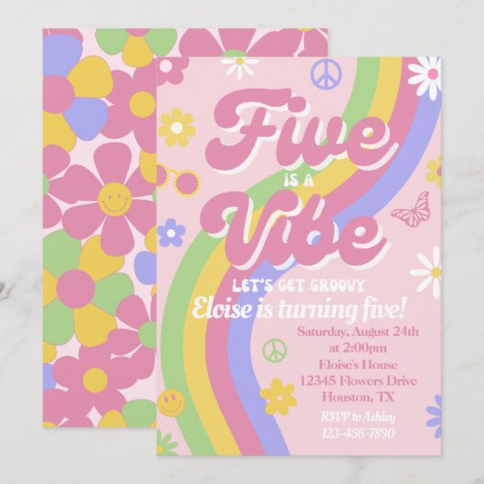 Invitation d'anniversaire Five is a Vibe (Devant / Derrière)