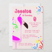Invitation d'anniversaire Flamant Rose  (Devant)