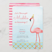 Invitation d'anniversaire Flamant rose (Devant / Derrière)