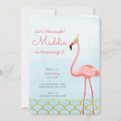 Invitation d'anniversaire Flamant rose (Devant)
