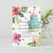 Invitation d'anniversaire flamant rose (Debout devant)