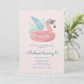 Invitation d'anniversaire Flamant Rose Flottant Pi (Debout devant)