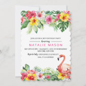 Invitation d'anniversaire flamant rose TOUT ÂGE (Devant)