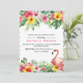 Invitation d'anniversaire flamant rose TOUT ÂGE (Debout devant)
