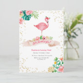 Invitation d'anniversaire Flamant rose Tropical (Debout devant)