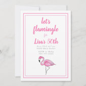 Invitation d'anniversaire Flamant Rose Tropical Fa (Devant)