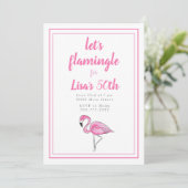 Invitation d'anniversaire Flamant Rose Tropical Fa (Debout devant)