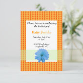 Invitation d'anniversaire Fleur Bleue et Diamant O (Debout devant)