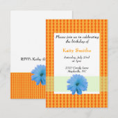 Invitation d'anniversaire Fleur Bleue et Diamant O (Devant / Derrière)