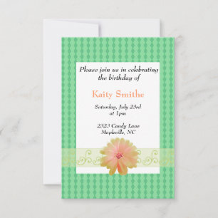 Invitation d'anniversaire Fleur de corail et diama