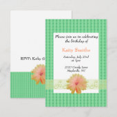 Invitation d'anniversaire Fleur de corail et diama (Devant / Derrière)