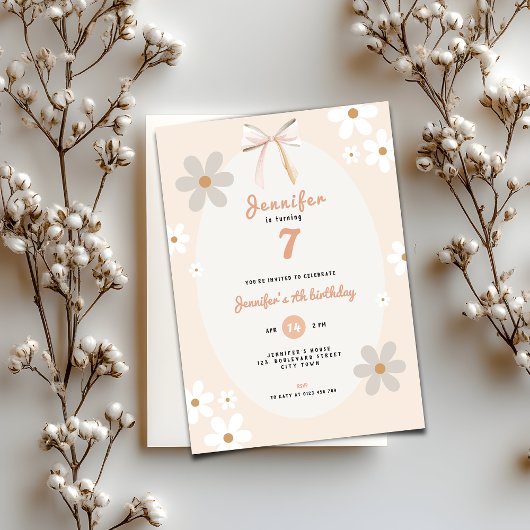 Invitation d'anniversaire Fleur de Pâquerette pour