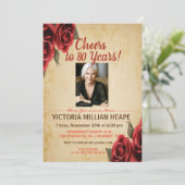 Invitation d'anniversaire Fleur de Rose Vintage - (Debout devant)