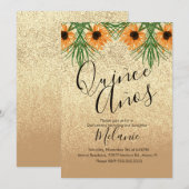 Invitation d'anniversaire Fleur de soleil avec Qui (Devant / Derrière)