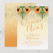 Invitation d'anniversaire Fleur de soleil avec Qui (Devant / Derrière)